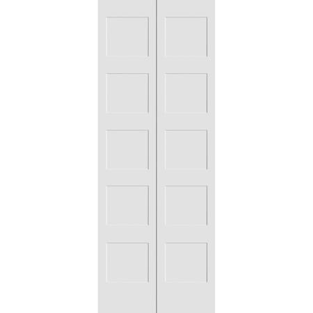 24 X 80 Primed 5-Panel Equal Panel Shaker Bifold Door And Hardware